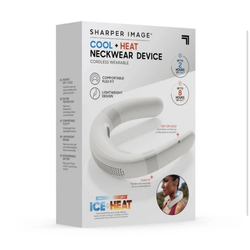 Sharper Image Cordless Cool & Heat Neckwear Device Black Rechargeable Portable‎